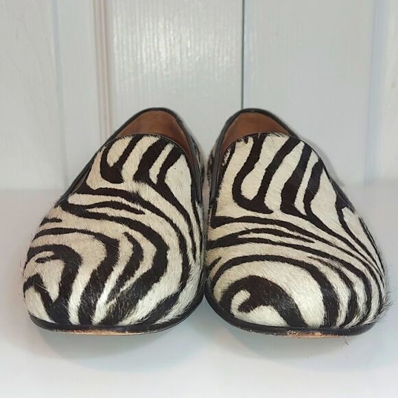 Peter Kent Zebra Print Calf Hair Loafers Sz 37 - Picture 3 of 11